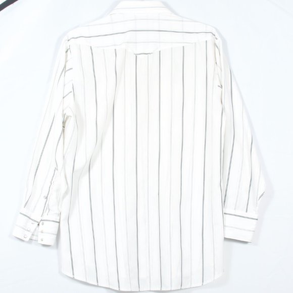 🇺🇸 VTG Panhandle Slim 16.5x34 Pearl Snap Poly-Cotton Ivory Black & Gold Stripe - Picture 3 of 6